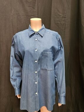 A97 Jaeger 100% Cotton Denim Button-Up Shirt To Fit Bust 38in